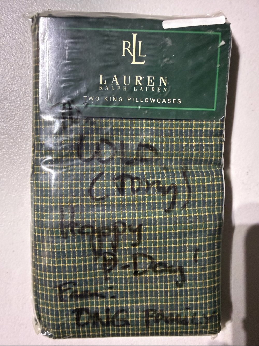 BNWT Lauren Ralph Lauren Green Plaid King Pillowcases - Set of 2